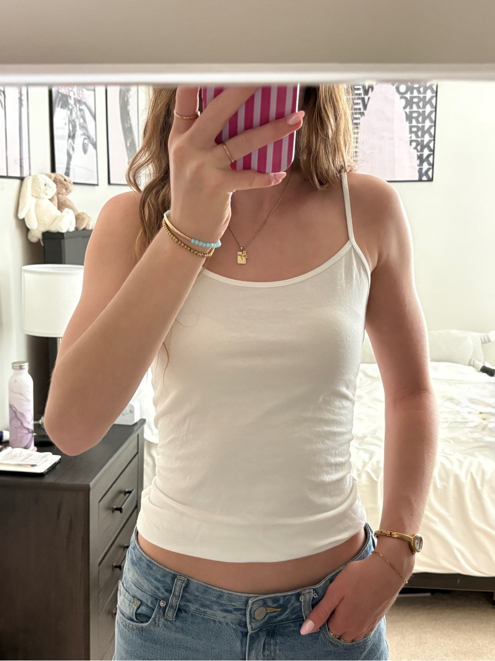 Forever 21 White Fitted Tank Top Soft Basic M